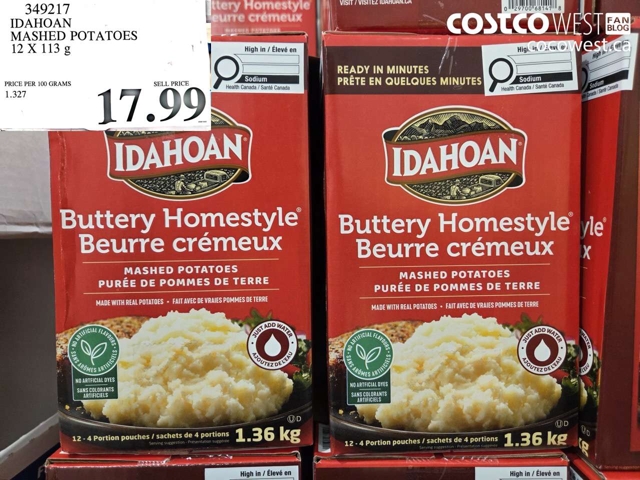 349217 IDAHOAN MASHED POTATOES 12 X 113 G $17.99