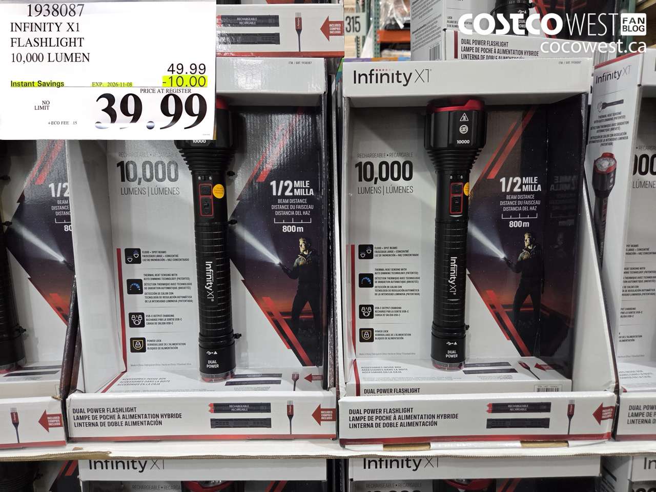 1938087 INFINITY X1 FLASHLIGHT 10,000 LUMEN ($10.00 INSTANT SAVINGS EXPIRES ON 2026-11-08) $39.99