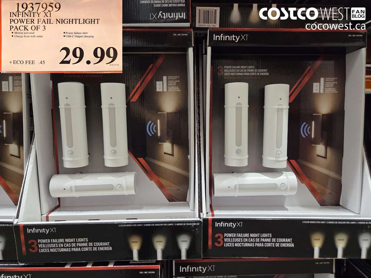 1937959 INFINITY X1 POWER FAIL NIGHTLIGHT PACK OF 3 $29.99