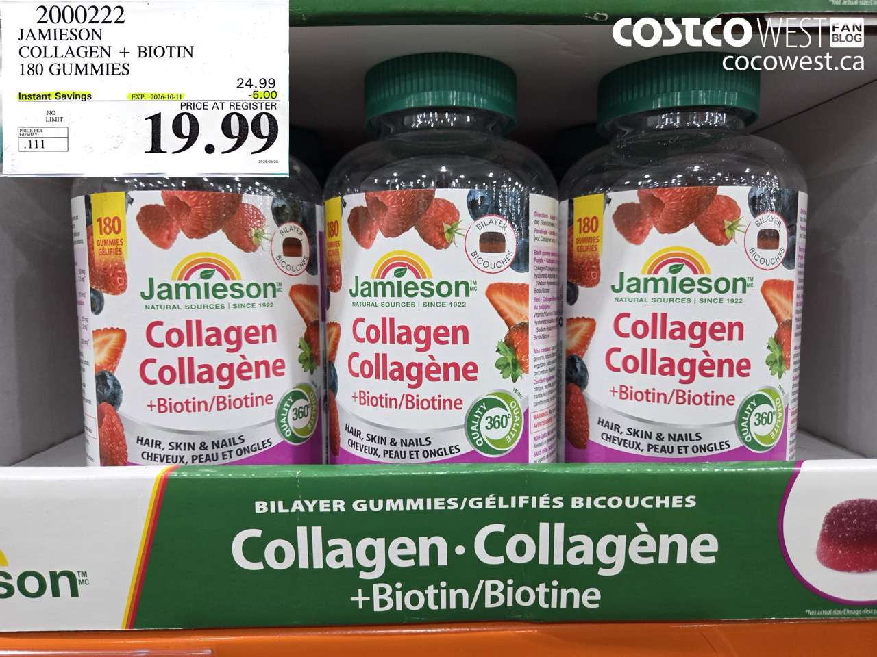 2000222 JAMIESON COLLAGEN + BIOTIN 180 GUMMIES ($5.00 INSTANT SAVINGS EXPIRES ON 2026-10-11) $19.99