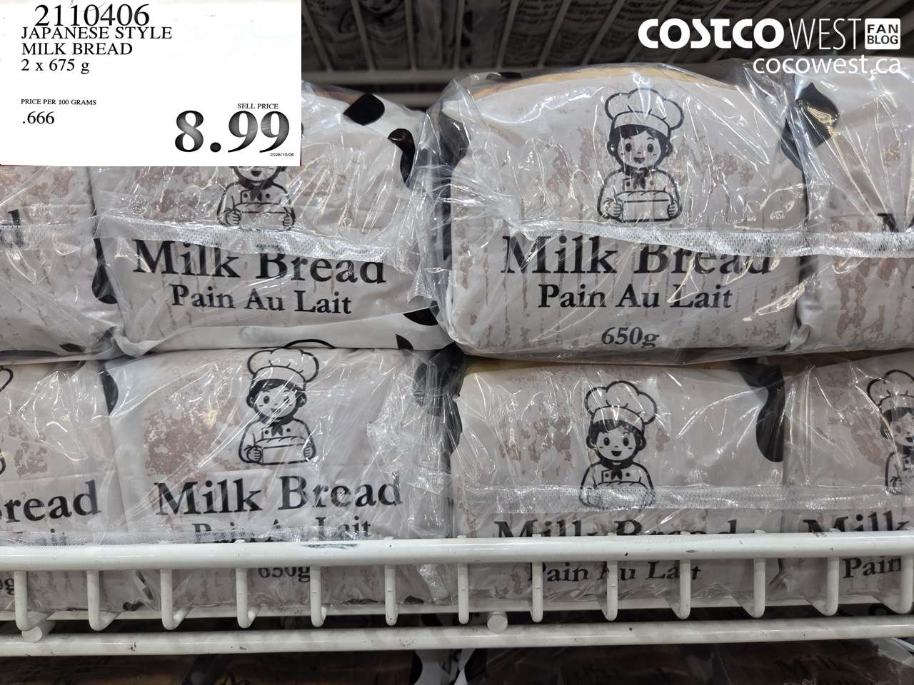 2110406 JAPANESE STYLE MILK BREAD 2 X 675 G $8.99