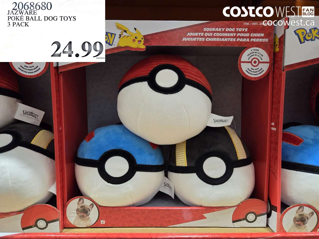 2068680 JAZWARE POKÉ BALL DOG TOYS 3 PACK $24.99