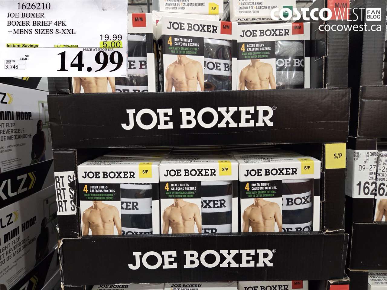 1626210 JOE BOXER BOXER BRIEF 4PK MENS SIZES S-XXL ($5.00 INSTANT SAVINGS EXPIRES ON 2026-10-04) $14.99