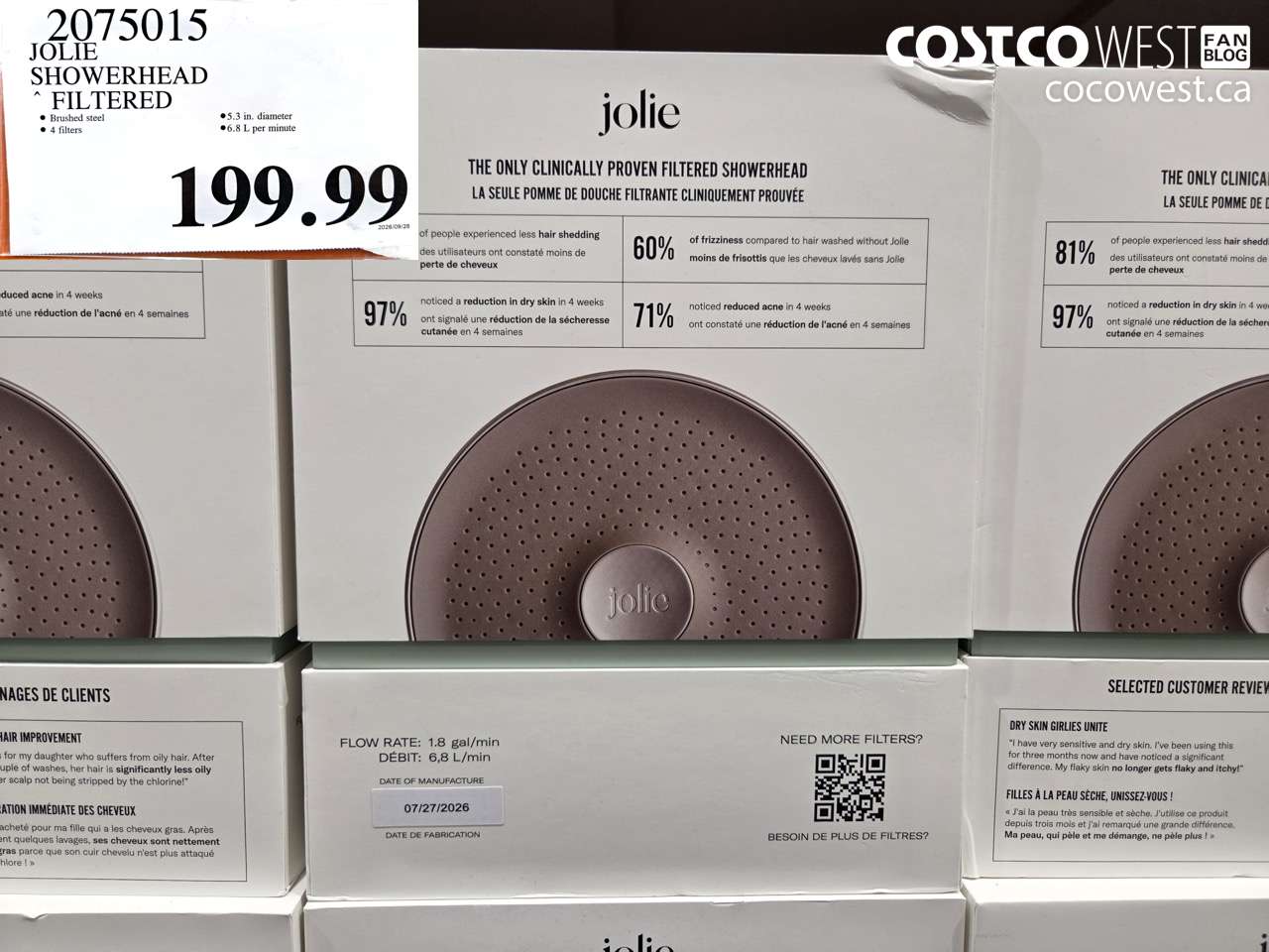 2075015 JOLIE SHOWERHEAD FILTERED $199.99