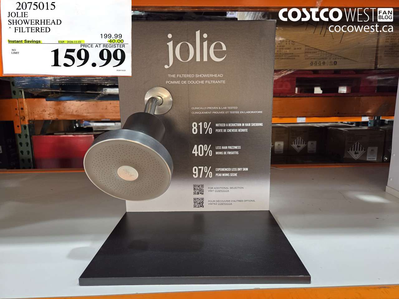 2075015 JOLIE SHOWERHEAD FILTERED ($40.00 INSTANT SAVINGS EXPIRES ON 2026-11-01) $159.99