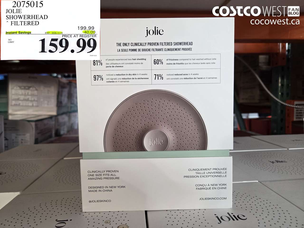2075015 JOLIE SHOWERHEAD FILTERED ($40.00 INSTANT SAVINGS EXPIRES ON 2026-11-01) $159.99