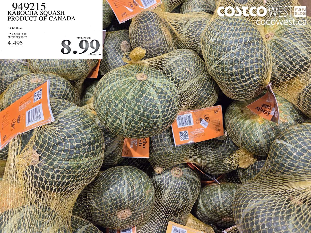 949215 KABOCHA SQUASH PRODUCT OF CANADA $8.99