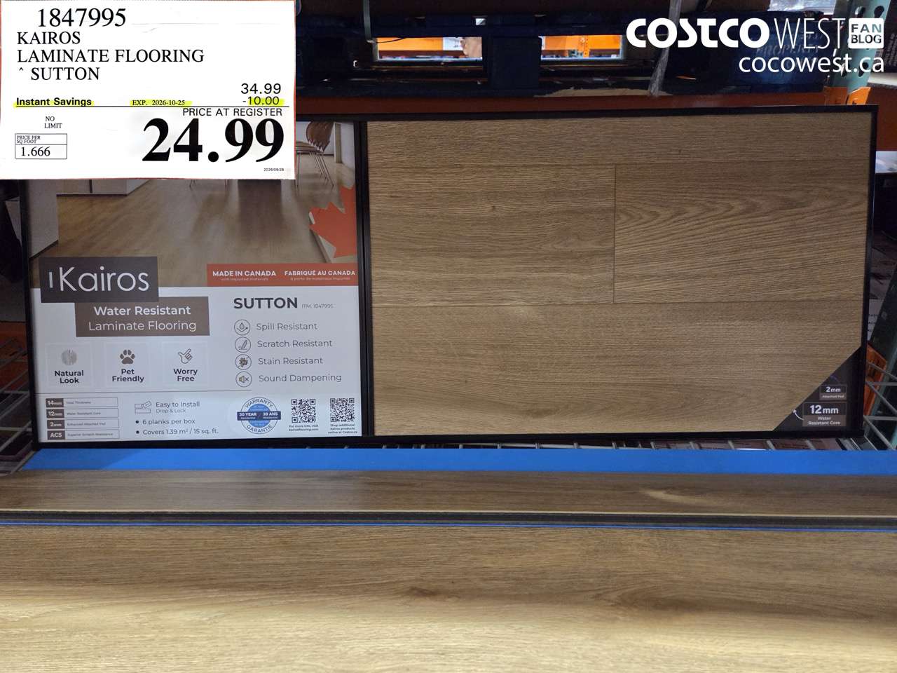1847995 KAIROS LAMINATE FLOORING SUTTON ($10.00 INSTANT SAVINGS EXPIRES ON 2026-10-25) $24.99