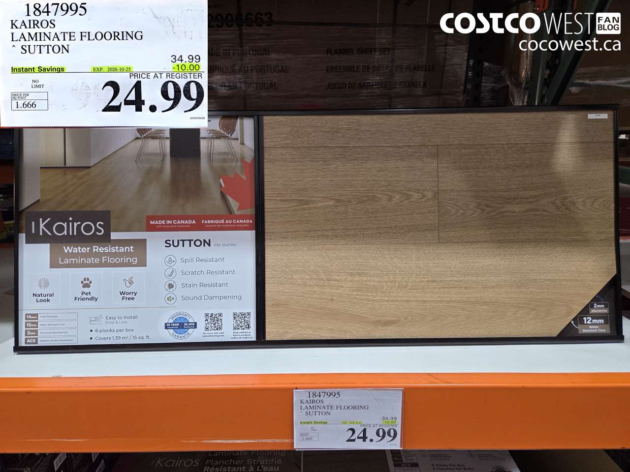 1847995 KAIROS LAMINATE FLOORING SUTTON ($10.00 INSTANT SAVINGS EXPIRES ON 2026-10-25) $24.99
