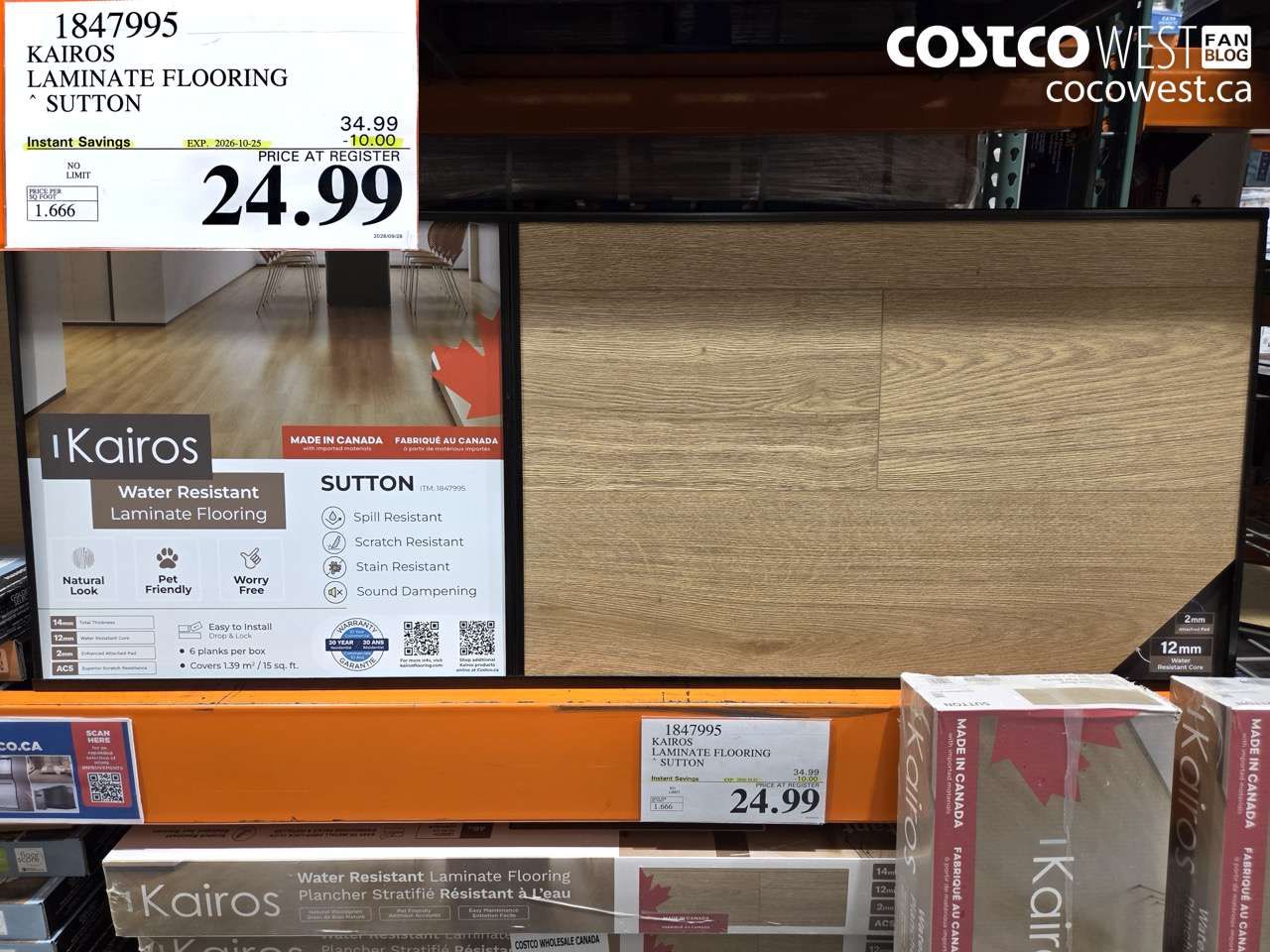 1847995 KAIROS LAMINATE FLOORING SUTTON ($10.00 INSTANT SAVINGS EXPIRES ON 2026-10-25) $24.99