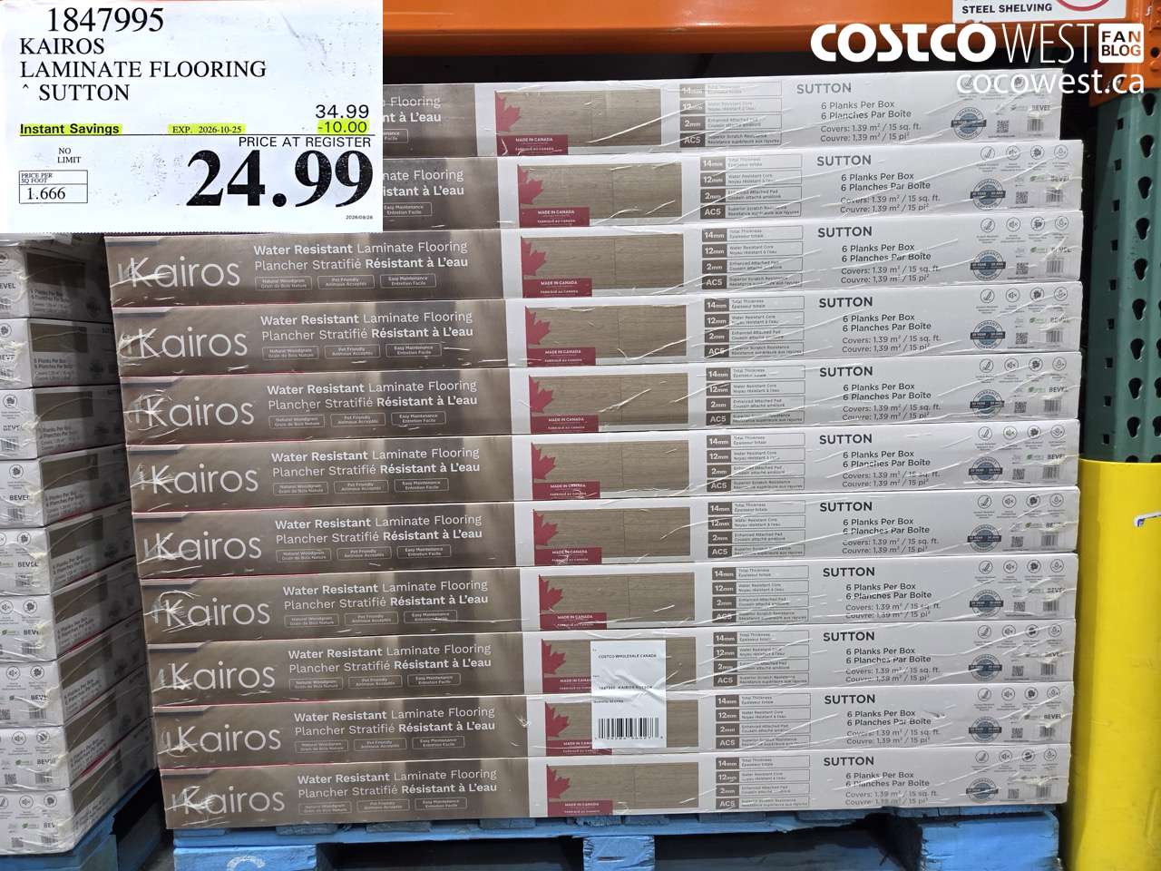 1847995 KAIROS LAMINATE FLOORING SUTTON ($10.00 INSTANT SAVINGS EXPIRES ON 2026-10-25) $24.99