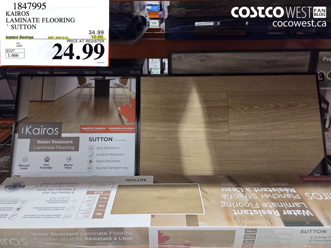1847995 KAIROS LAMINATE FLOORING SUTTON ($10.00 INSTANT SAVINGS EXPIRES ON 2026-10-25) $24.99
