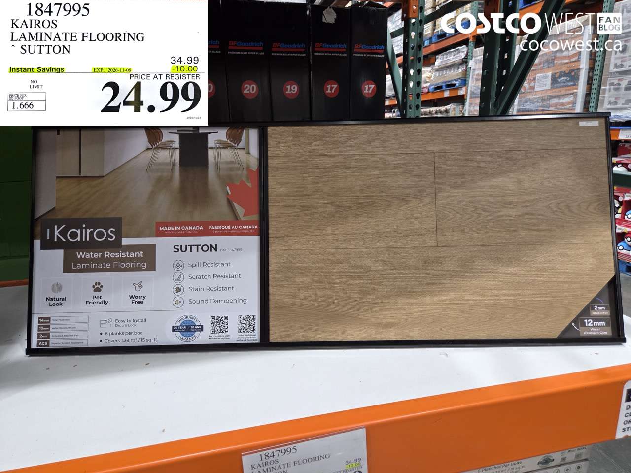 1847995 KAIROS LAMINATE FLOORING SUTTON ($10.00 INSTANT SAVINGS EXPIRES ON 2026-11-08) $24.99