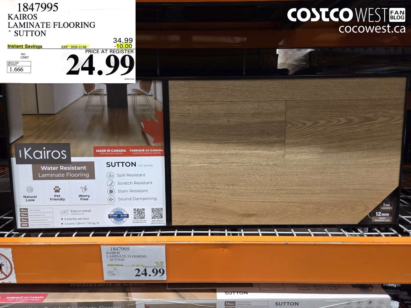 1847995 KAIROS LAMINATE FLOORING SUTTON ($10.00 INSTANT SAVINGS EXPIRES ON 2026-11-08) $24.99