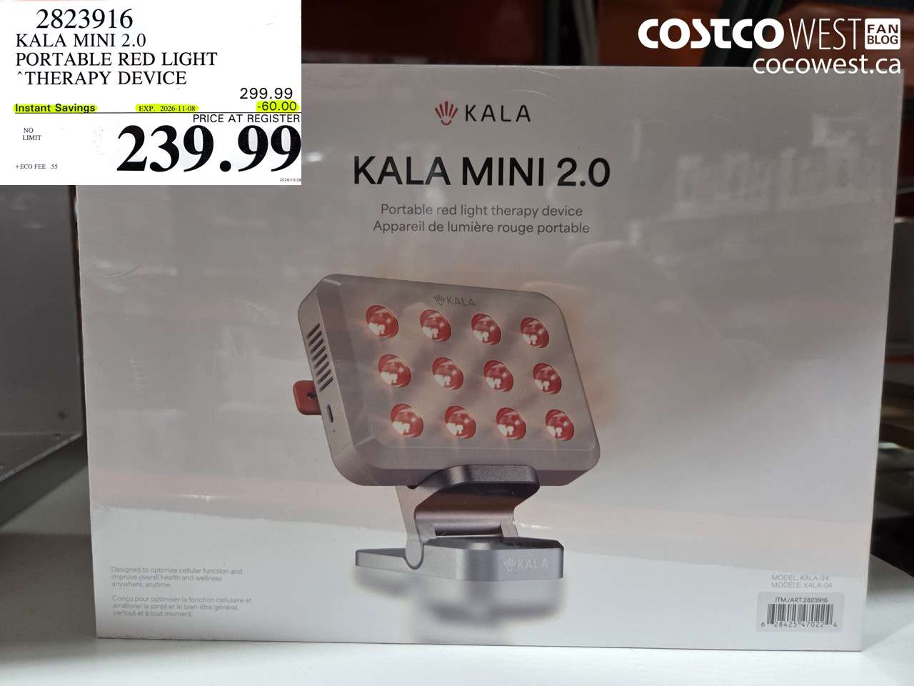 2823916 KALA MINI 2.0 PORTABLE RED LIGHT THERAPY DEVICE ($60.00 INSTANT SAVINGS EXPIRES ON 2026-11-08) $239.99
