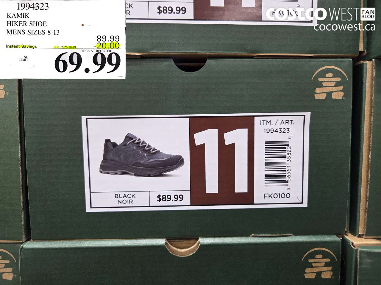 1994323 KAMIK HIKER SHOE MENS SIZES 8-13 ($20.00 INSTANT SAVINGS EXPIRES ON 2026-10-18) $69.99