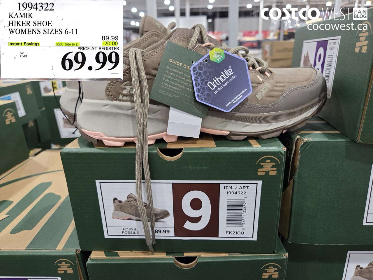 1994322 KAMIK HIKER SHOE WOMENS SIZES 6-11 ($20.00 INSTANT SAVINGS EXPIRES ON 2026-10-11) $69.99