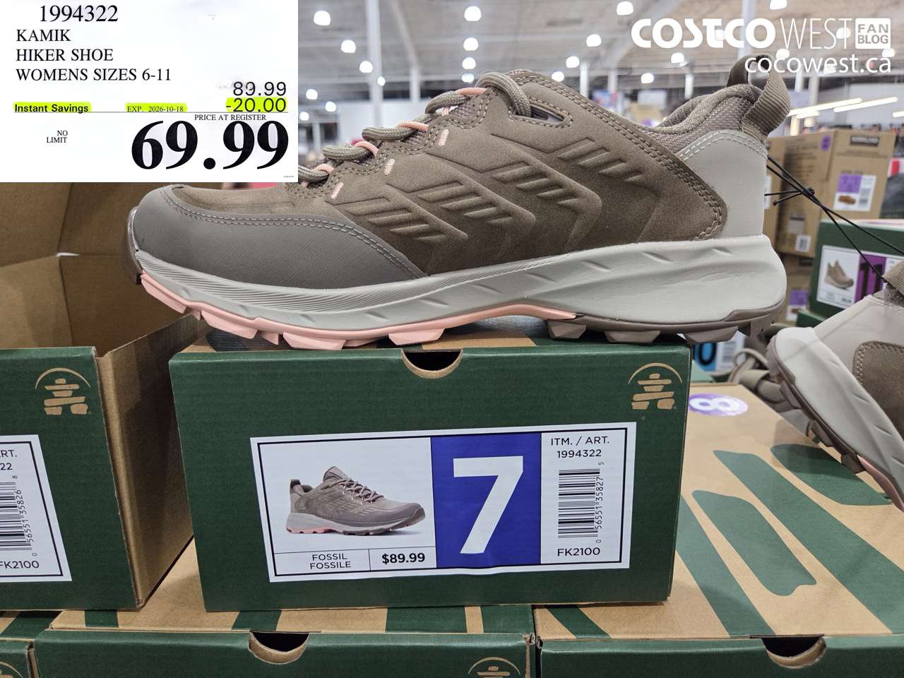 1994322 KAMIK HIKER SHOE WOMENS SIZES 6-11 ($20.00 INSTANT SAVINGS EXPIRES ON 2026-10-18) $69.99