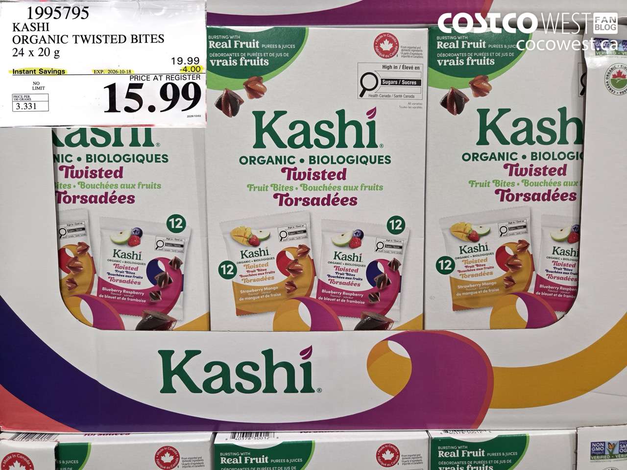 1995795 KASHI ORGANIC TWISTED BITES 24 X 20 G ($4.00 INSTANT SAVINGS EXPIRES ON 2026-10-18) $15.99