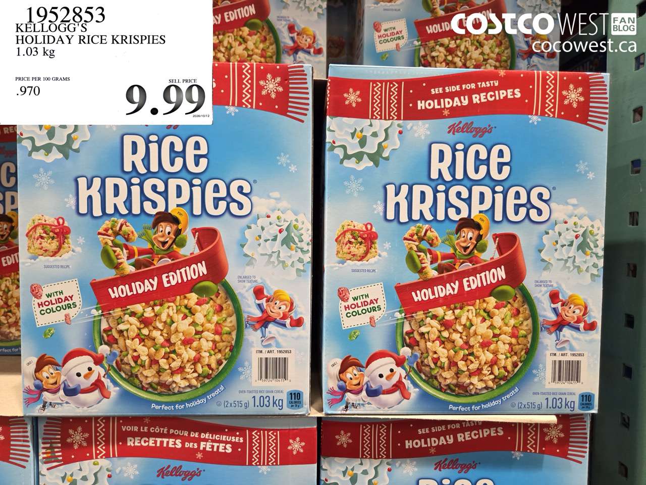 1952853 KELLOGG'S HOLIDAY RICE KRISPIES 1.03 KG $9.99