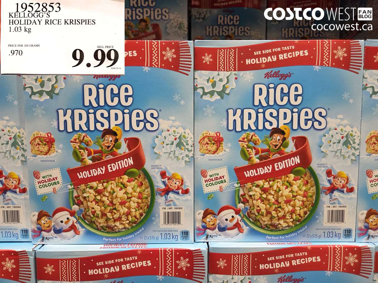 1952853 KELLOGG'S HOLIDAY RICE KRISPIES 1.03 KG $9.99