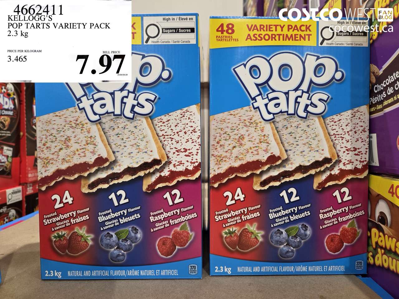 4662411 KELLOGG'S POP TARTS VARIETY PACK 2.3 KG $7.97