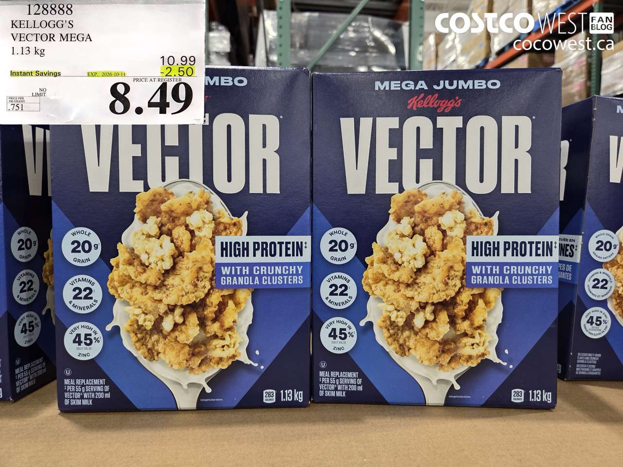 128888 KELLOGG'S VECTOR MEGA 1.13 KG ($2.50 INSTANT SAVINGS EXPIRES ON 2026-10-11) $8.49