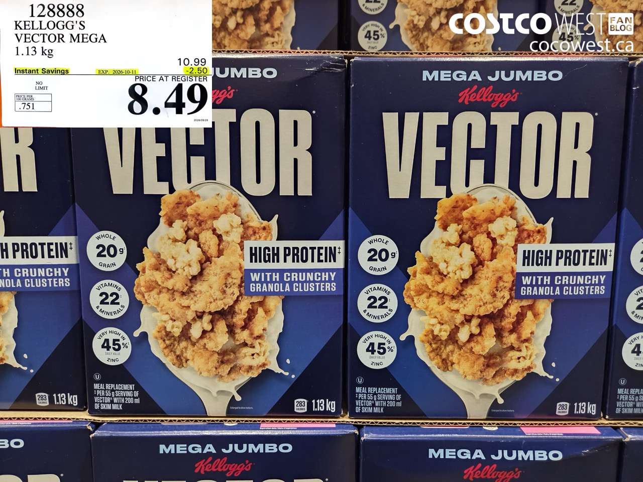 128888 KELLOGG'S VECTOR MEGA 1.13 KG ($2.50 INSTANT SAVINGS EXPIRES ON 2026-10-11) $8.49