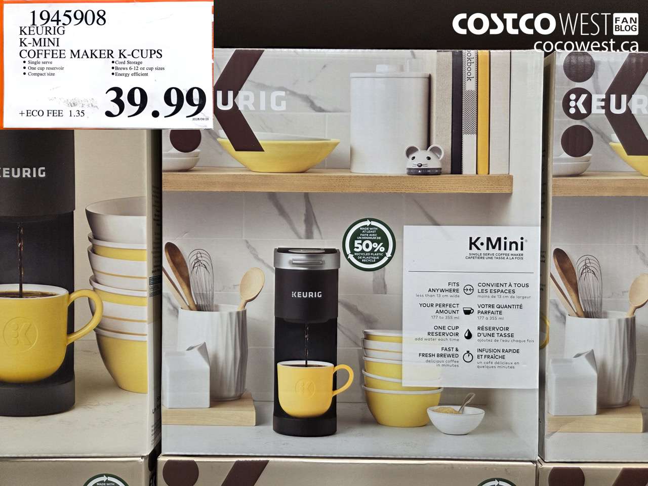 1945908 KEURIG K-MINI COFFEE MAKER K-CUPS $39.99