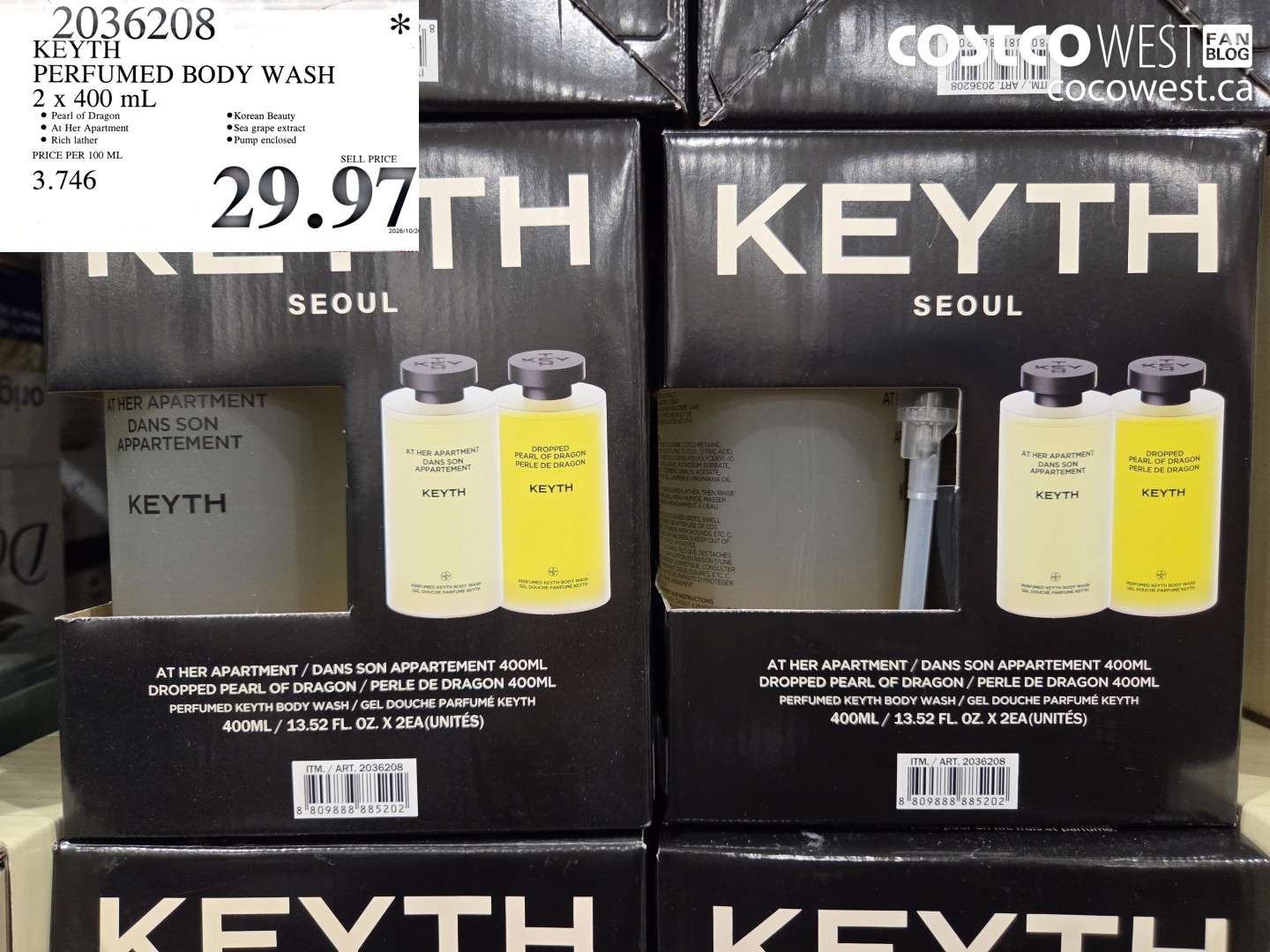 2036208 KEYTH PERFUMED BODY WASH 2 X 400 ML $29.97