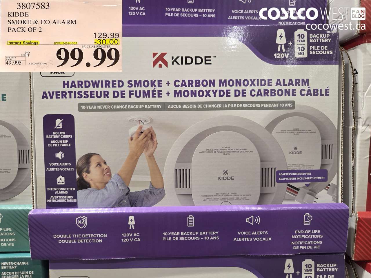 3807583 KIDDE SMOKE & CO ALARM PACK OF 2 ($30.00 INSTANT SAVINGS EXPIRES ON 2026-10-25) $99.99