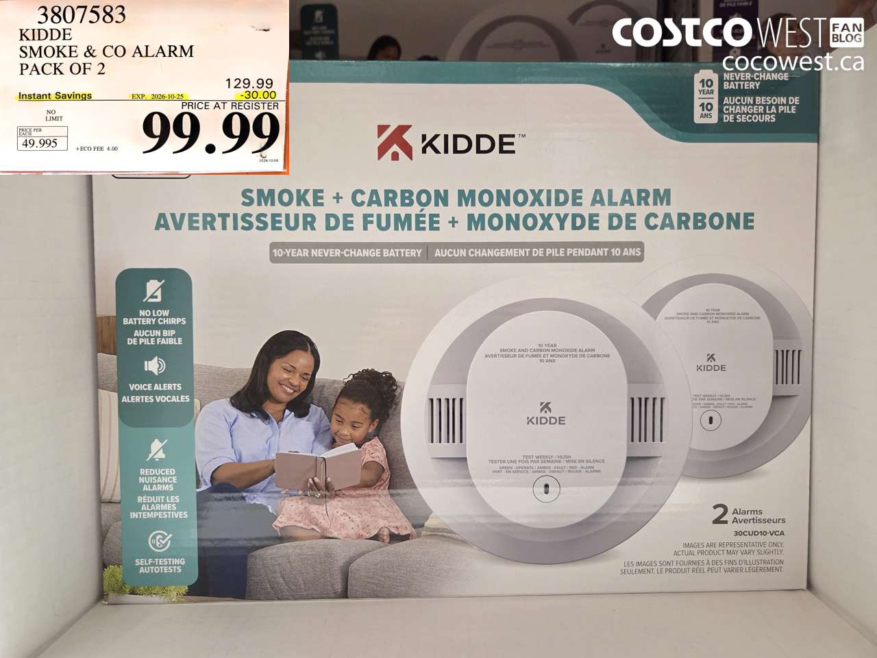 3807583 KIDDE SMOKE & CO ALARM PACK OF 2 ($30.00 INSTANT SAVINGS EXPIRES ON 2026-10-25) $99.99