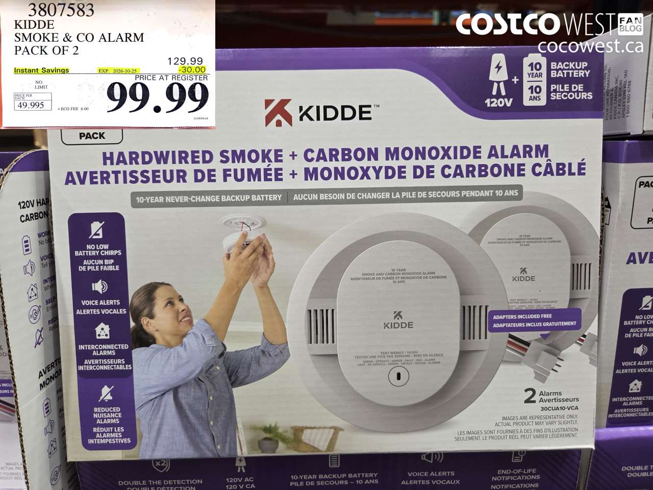 3807583 KIDDE SMOKE & CO ALARM PACK OF 2 ($30.00 INSTANT SAVINGS EXPIRES ON 2026-10-25) $99.99