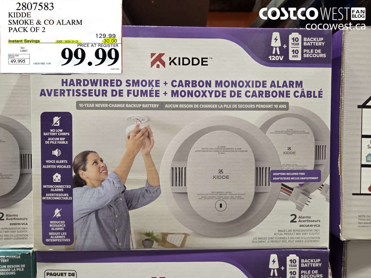 2807583 KIDDE SMOKE & CO ALARM PACK OF 2 ($30.00 INSTANT SAVINGS EXPIRES ON 2026-10-25) $99.99