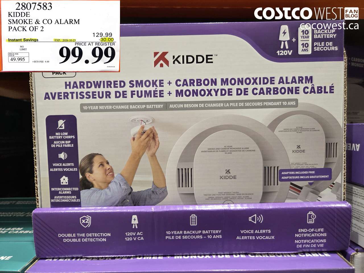 2807583 KIDDE SMOKE & CO ALARM PACK OF 2 ($30.00 INSTANT SAVINGS EXPIRES ON 2026-10-25) $99.99