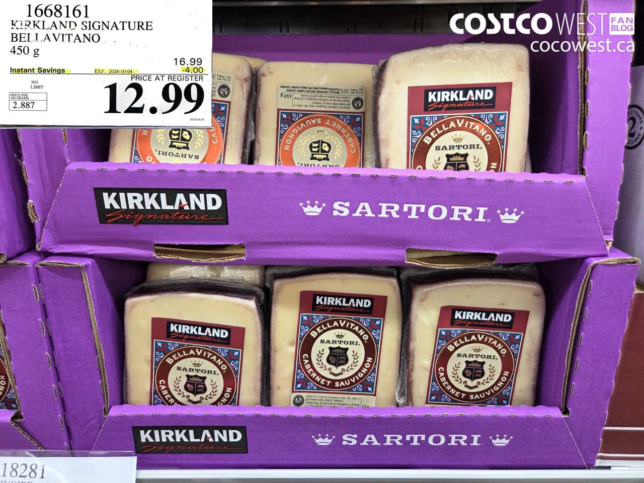 1668161 KIRKLAND SIGNATURE BELLAVITANO 450 G ($4.00 INSTANT SAVINGS EXPIRES ON 2026-10-04) $12.99
