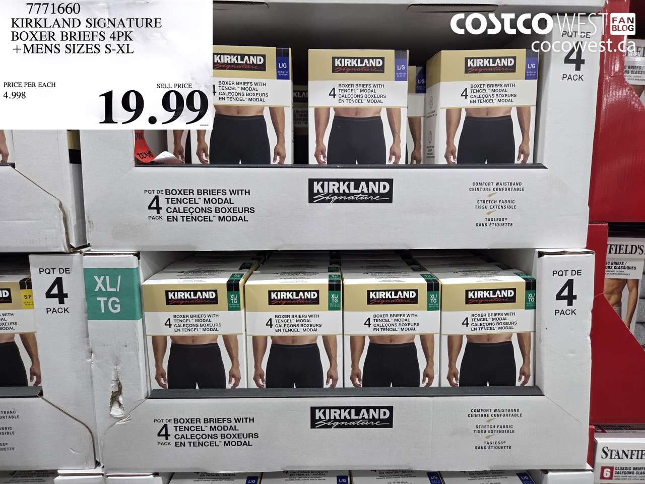 7771660 KIRKLAND SIGNATURE BOXER BRIEFS 4PK + MENS SIZES S-XL $19.99
