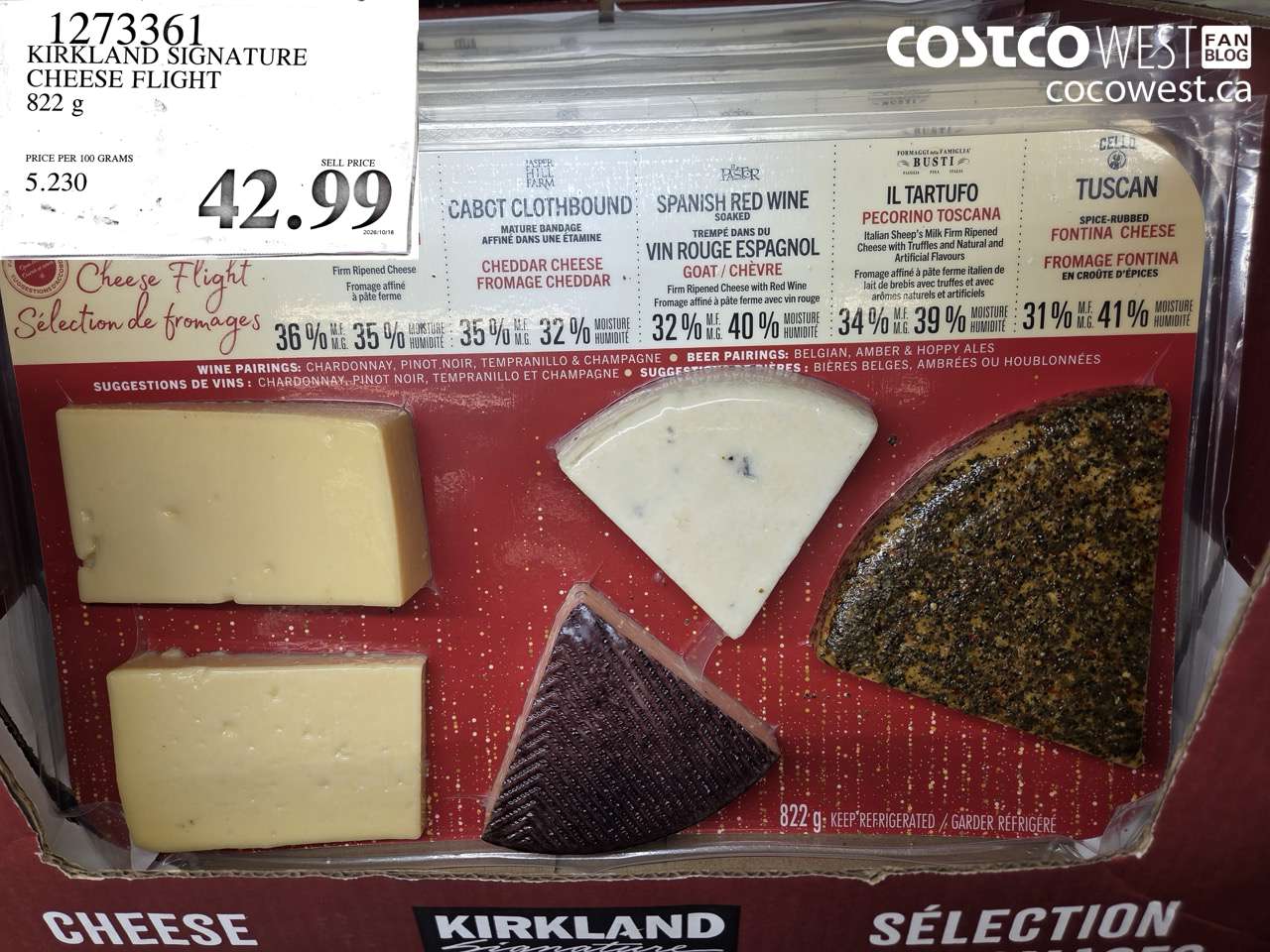1273361 KIRKLAND SIGNATURE CHEESE FLIGHT 822 G $42.99