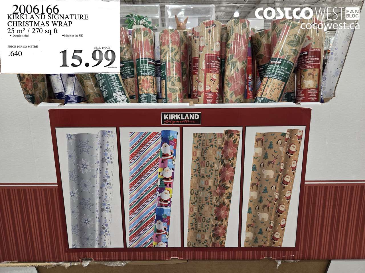 2006166 KIRKLAND SIGNATURE CHRISTMAS WRAP 25 M2 / 270 SQ FT $15.99