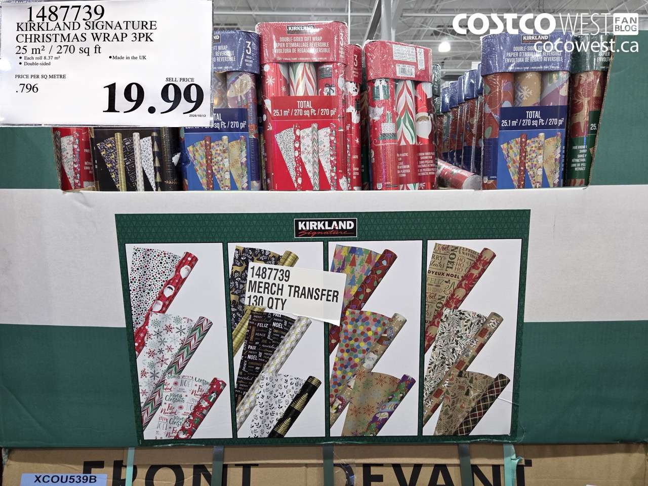 1487739 KIRKLAND SIGNATURE CHRISTMAS WRAP 3PK 25 M2 / 270 SQ FT $19.99