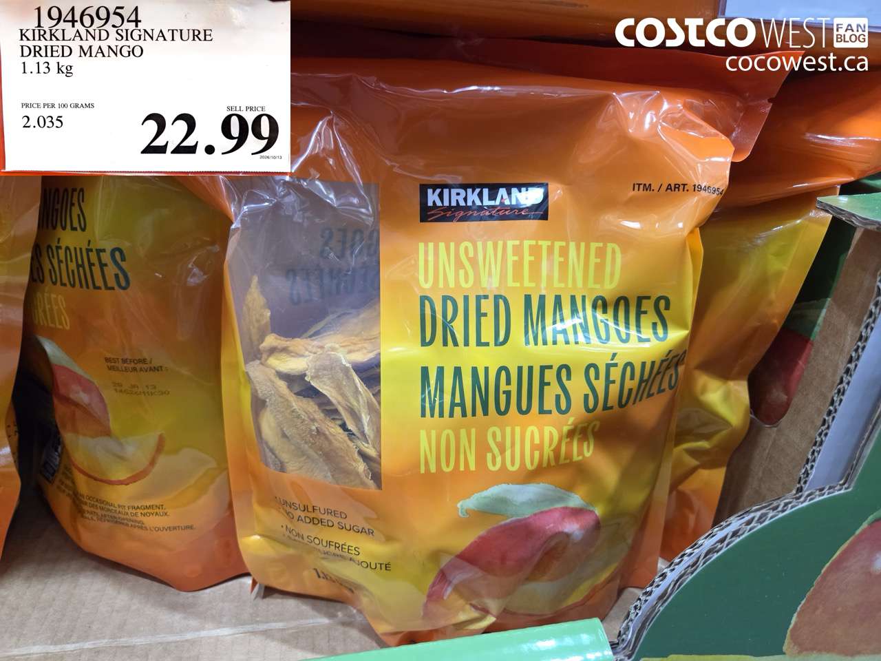 1946954 KIRKLAND SIGNATURE DRIED MANGO 1.13 KG $22.99