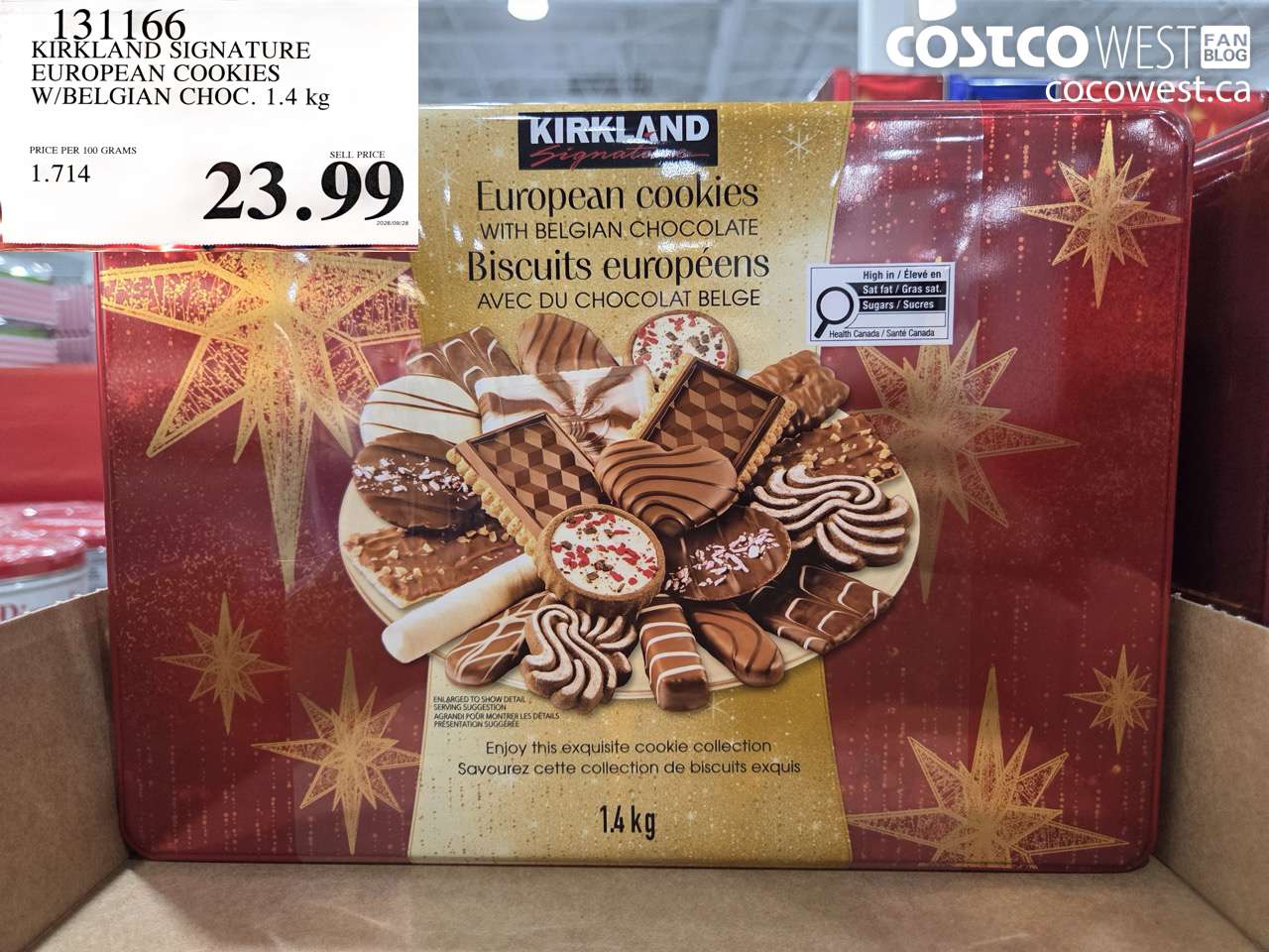 131166 KIRKLAND SIGNATURE EUROPEAN COOKIES W/BELGIAN CHOC. 1.4 KG $23.99