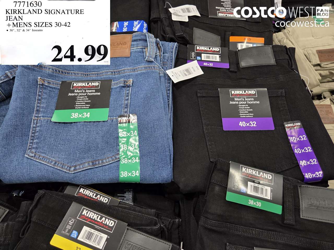 7771630 KIRKLAND SIGNATURE JEAN MENS SIZES 30-42 $24.99