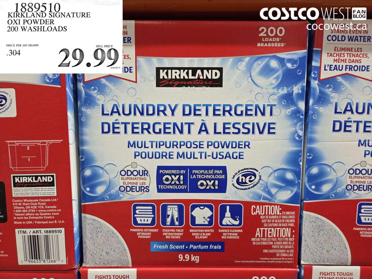 1889510 KIRKLAND SIGNATURE OXI POWDER 200 WASHLOADS $29.99