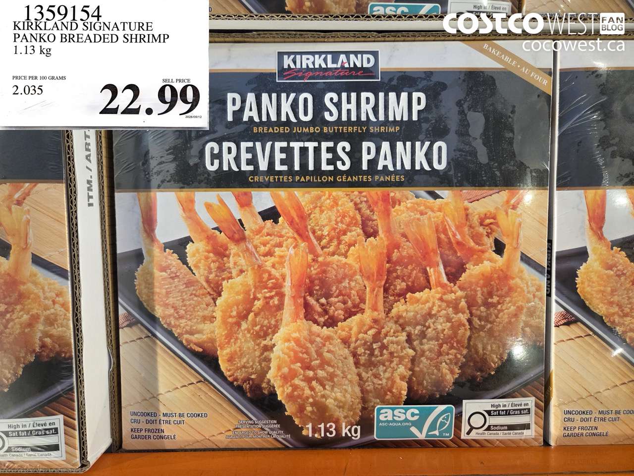 1359154 KIRKLAND SIGNATURE PANKO BREADED SHRIMP 1.13 KG $22.99