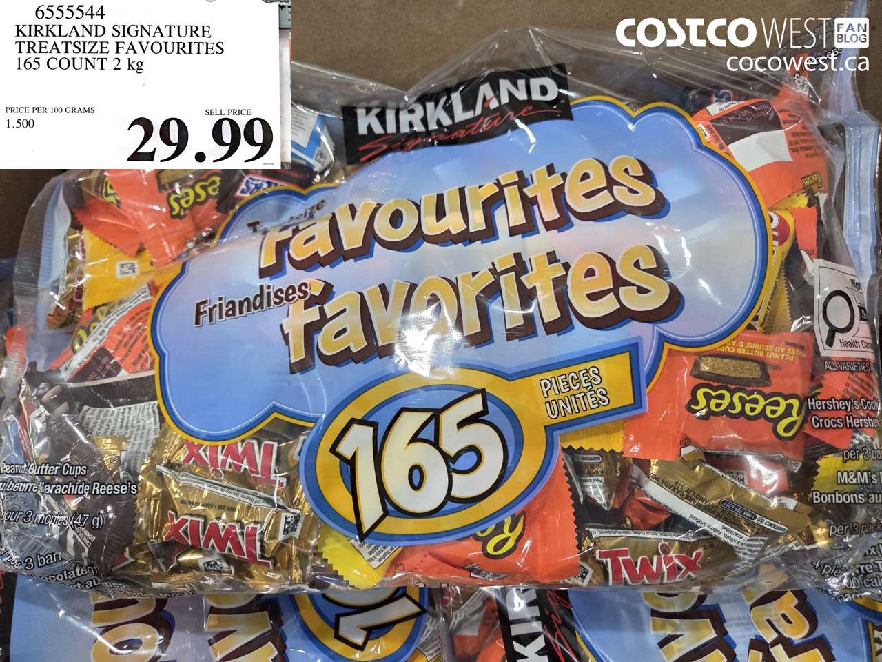 6555544 KIRKLAND SIGNATURE TREATSIZE FAVOURITES 165 COUNT 2 KG $29.99