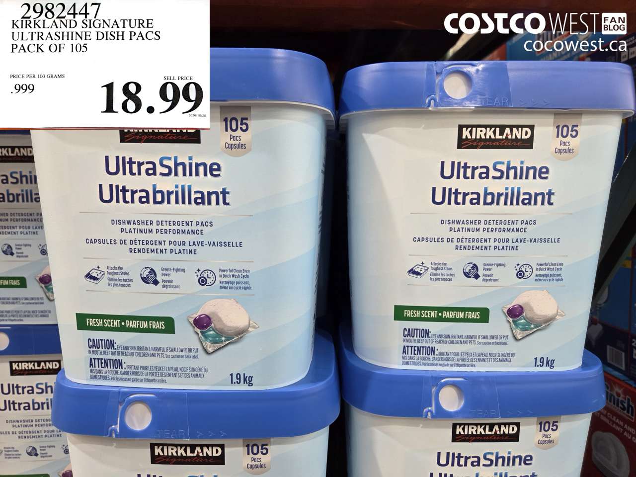 2982447 KIRKLAND SIGNATURE ULTRASHINE DISH PACS PACK OF 105 $18.99
