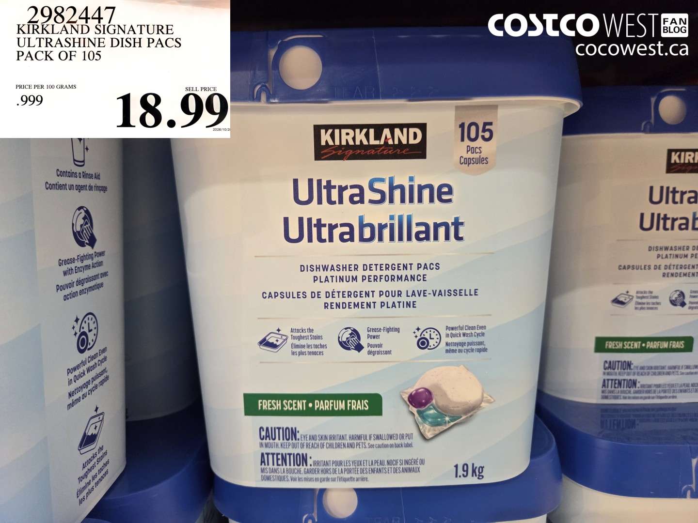2982447 KIRKLAND SIGNATURE ULTRASHINE DISH PACS PACK OF 105 $18.99
