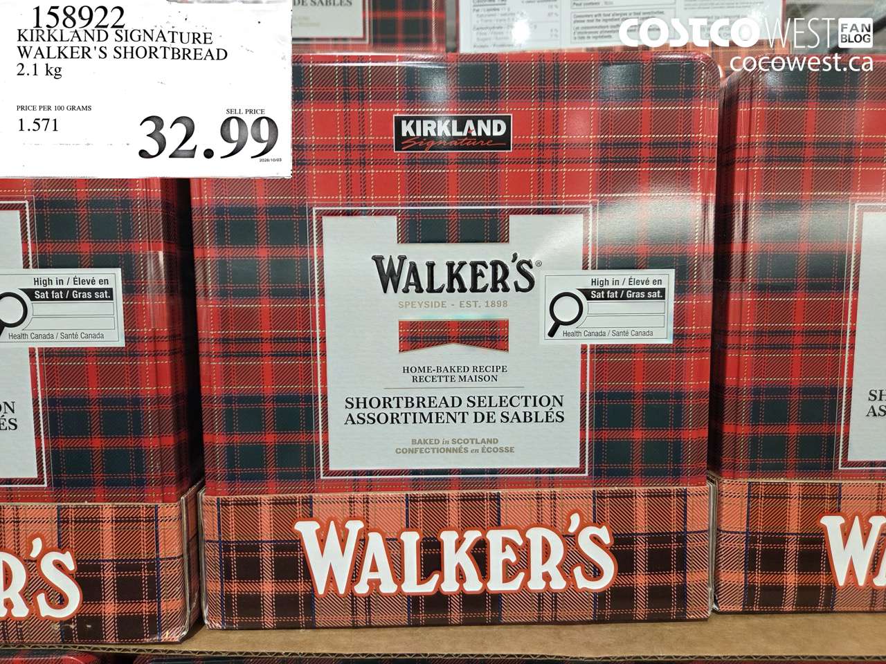 158922 KIRKLAND SIGNATURE WALKER'S SHORTBREAD 2.1 KG $32.99