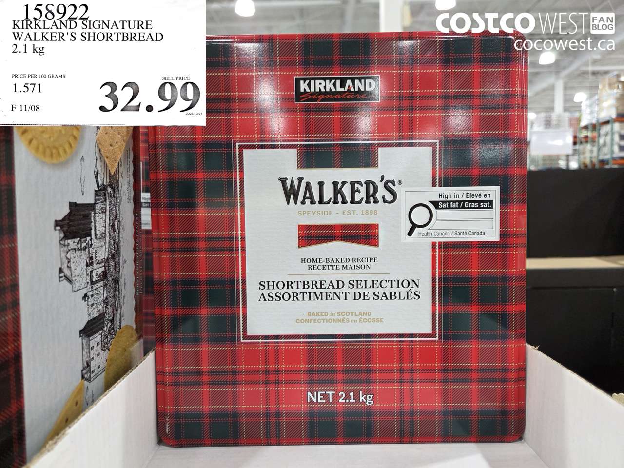 158922 KIRKLAND SIGNATURE WALKER'S SHORTBREAD 2.1 KG $32.99